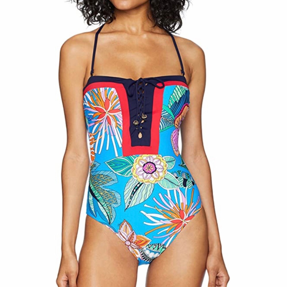 NWT Trina Turk floral bandeau one piece swimsuit